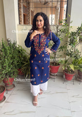 Kaynaat Cotton Multi Chikankari Kurti - Blue