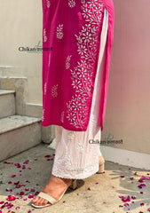 Kiara Rayon Chikankari Palazzo with Lace Details