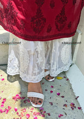 Leena Georgette Chikankari Sharara( Fits sizes upto XL size)