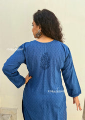 Mahira Cotton Chikankari Kurti Set - Blue