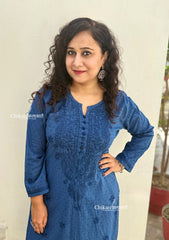 Mahira Cotton Chikankari Kurti Set - Blue