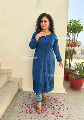 Mahira Cotton Chikankari Kurti Set - Blue
