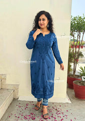Mahira Cotton Chikankari Kurti Set - Blue
