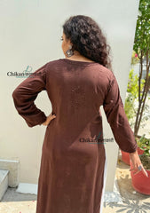 Malika Rayon Chikankari Kurti - Brown