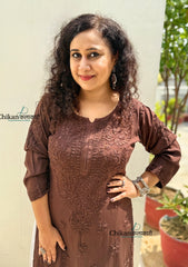 Malika Rayon Chikankari Kurti - Brown