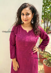 Malika Rayon Chikankari Kurti - Wine