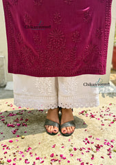 Malika Rayon Chikankari Kurti - Wine