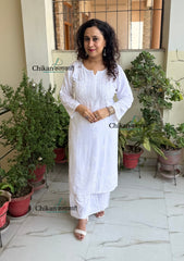 Malika Rayon White Chikankari Kurti