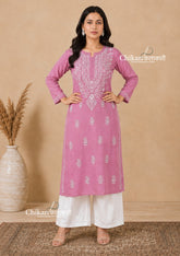 Malvika Cotton Chikankari Kurti - Mauve