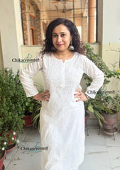 Malvika Cotton Chikankari Kurti - White