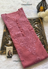 Mannat Mul Chanderi Chikankari Kurti - Dark Purple