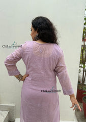 Mannat Mul Chanderi Chikankari Kurti  - Purple