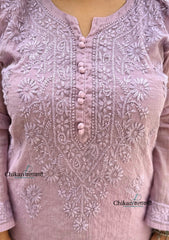 Mannat Mul Chanderi Chikankari Kurti  - Purple
