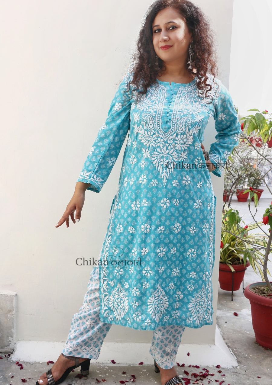 Myra Cotton Chikankari Kurta | lucknowi chikan kurti | lakhnavi kurta | chicken curry kurti | cotton chikankari kurti