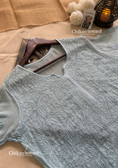 Noor Viscose Jaal Chikankari Kurti - Powder Blue