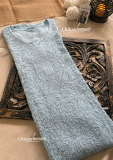 Noor Viscose Jaal Chikankari Kurti - Powder Blue