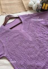 Noor Viscose Jaal Chikankari Kurti - Purple