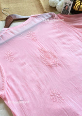 Noor Viscose Jaal Chikankari Kurti - Pink