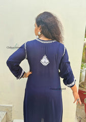 Pankhudi Modal Chikankari Kurti - Blue