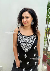 Reeba Short Rayon Chikankari Kurti - Black