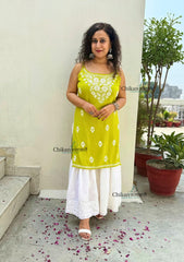 Reeba Short Rayon Chikankari Kurti - Green