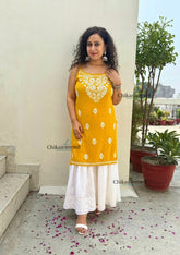 Reeba Short Rayon Chikankari Kurti - Yellow