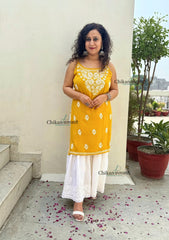 Reeba Short Rayon Chikankari Kurti - Yellow