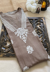 Reva Rayon Chikankari Kurti - Dusty Grey