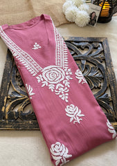 Reva Rayon Chikankari Kurti - Pink
