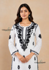 Rhea White Cotton White Chikankari Kurti