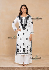 Rhea White Cotton White Chikankari Kurti