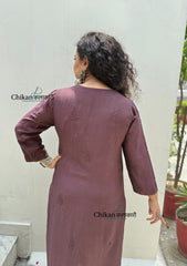Rida Muslin Chikankari Kurti - Brown