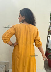 Rida Muslin Chikankari Kurti - Mustard Yellow