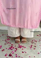 Rida Muslin Chikankari Kurti - Pink