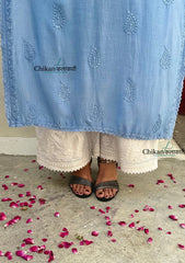Rida Muslin Chikankari Kurti - Powder Blue