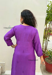 Rida Muslin Chikankari Kurti - Purple