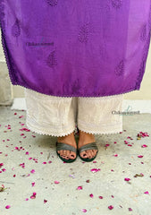 Rida Muslin Chikankari Kurti - Purple