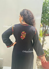 Ruhaani Rayon Chikankari Kurti Set - Black