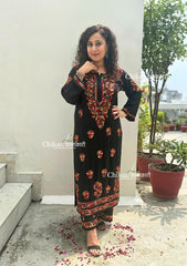 Ruhaani Rayon Chikankari Kurti Set - Black
