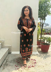 Ruhaani Rayon Chikankari Kurti Set - Black