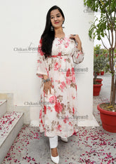 Saba Naira Cut Georgette Chikankari Kurti | chikan curry kurti | lakhnavi kurti | lucknowi chikankari kurta