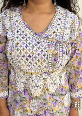Sadaf Mulmul Chikankari kurti