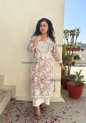 Sadaf Mulmul Chikankari kurti