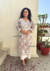 Sadaf Mulmul Chikankari kurti