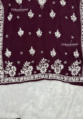 Safeena Modal Chikankari Kurti - Dark Wine