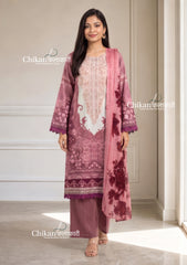 Sahira Pink Cotton Straight Suit Set With Dupatta
