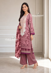 Sahira Pink Cotton Straight Suit Set With Dupatta