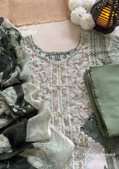Sahira Green Cotton Straight Suit Set With Dupatta