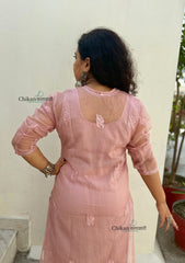 Sanya Brown Organza Jaal Chikankari Kurti