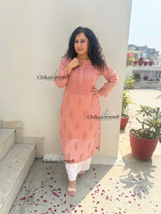 Sazia Premium Kota Chikankari Kurti - Brown